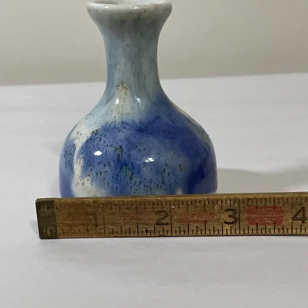STUDIO ART POTTERY SMALL VASE KRAVEC STUDIOS NAPLES FLORIDA USA Blue Brown